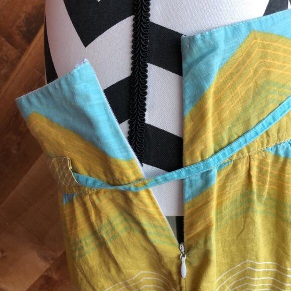 Roxy Teal Blue Yellow Chevron Pattern Skirt Size 9 - Picture 6 of 7